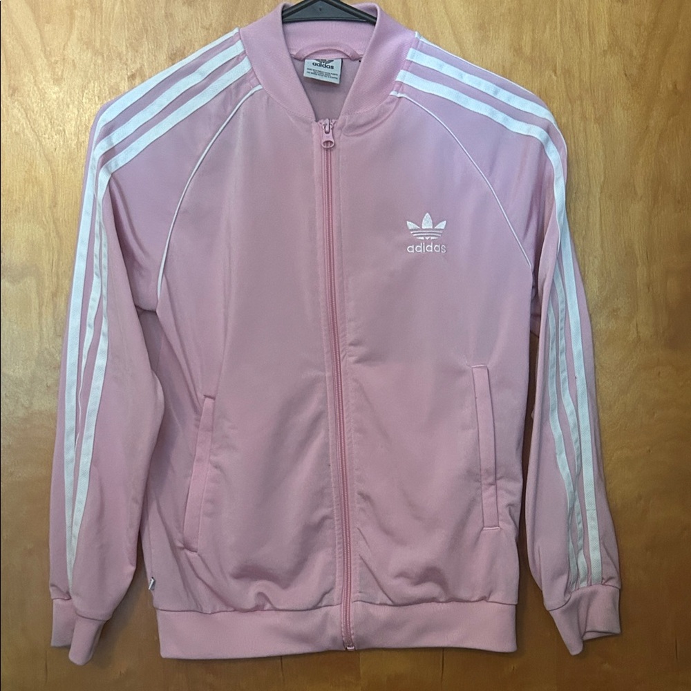 Adidas Youth Junior Girls Pink Track Jacket Trefoil Medium
